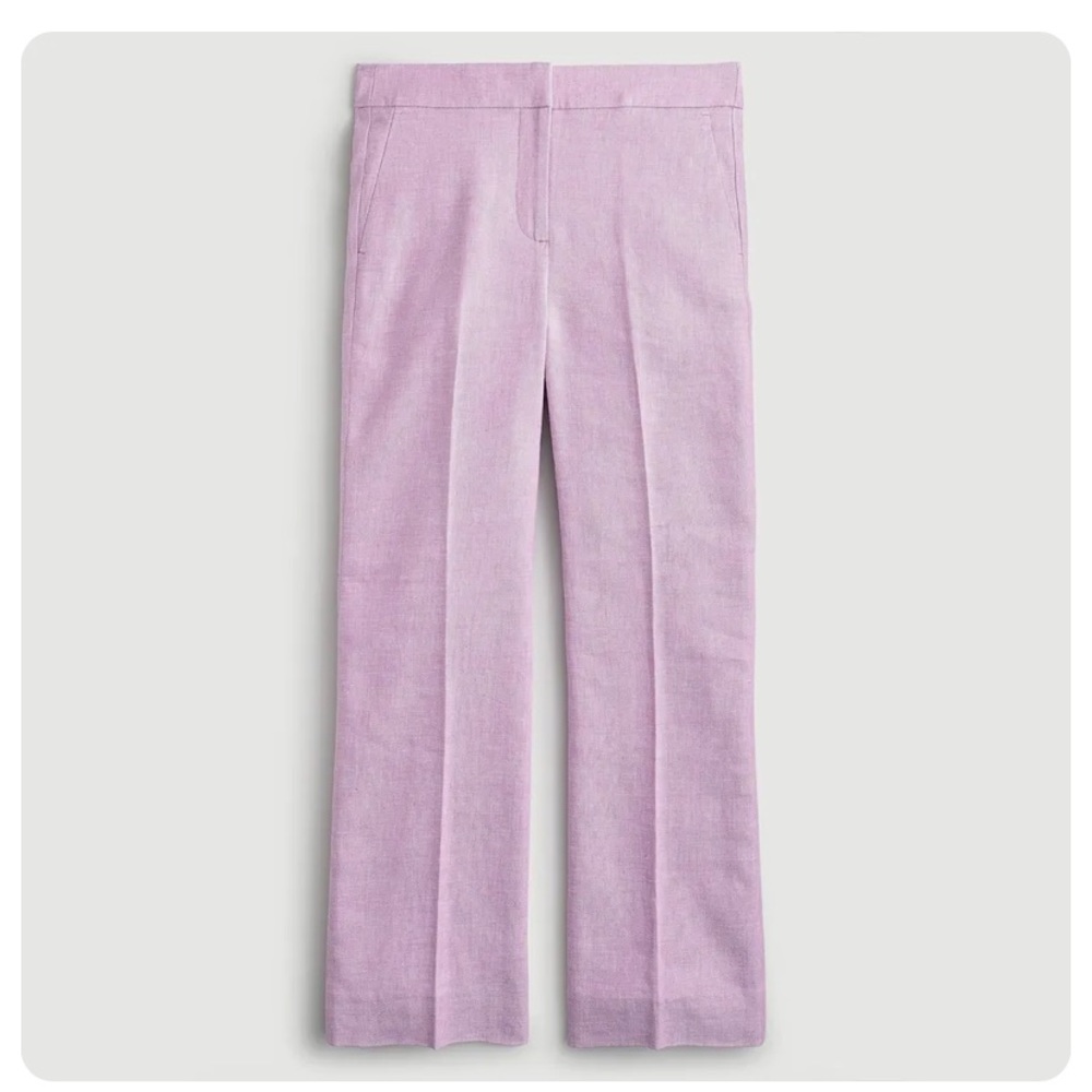New J.Crew Size 2 Hayden Linen Pants Orchid Lilac Purple Crop Kickout Flare NWT